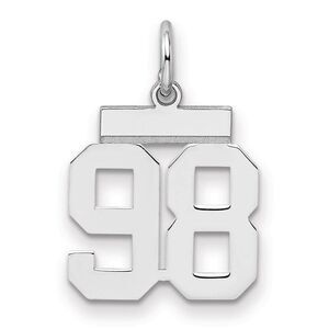 Sterling Silver, Athletic Collection, Small Polished Number 98 Pendant